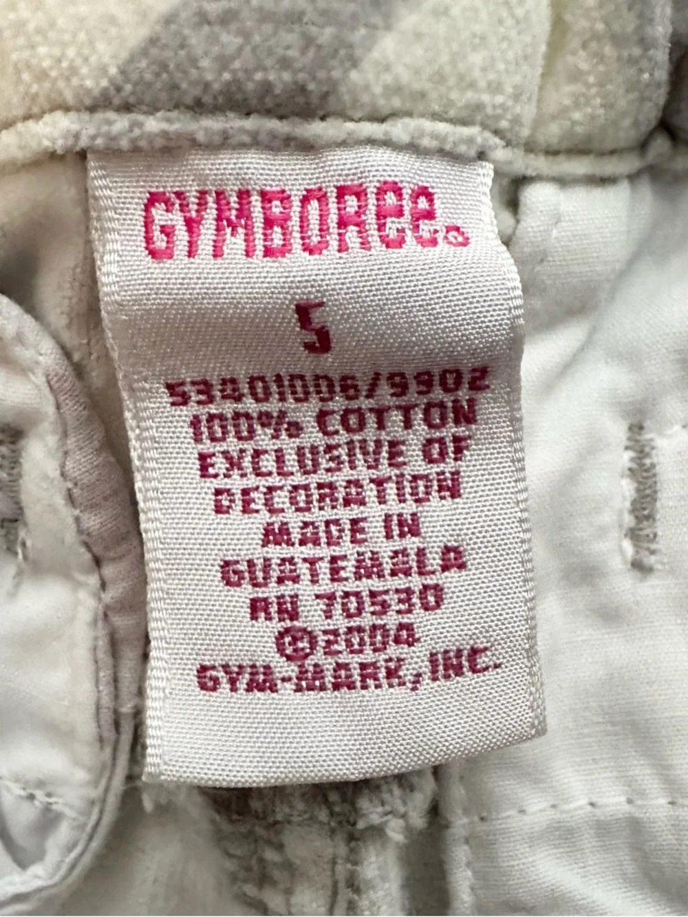 Vintage 2004 Gymboree Tiger Club Love Animal Prnt Cream Gray Velvet Pants Girl 5